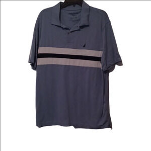 -- Nautica Blue Polo Shirt with Nautical Logo Men's Size Large Casual